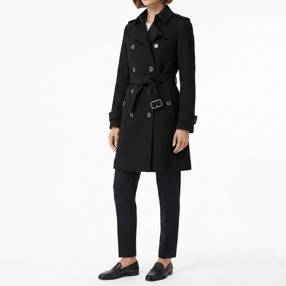 Burberry Jackets & Blazers - BURBERRY BRIT Luxury Wool Black Cashmere Trench Coat Jacket Structural Carcoat